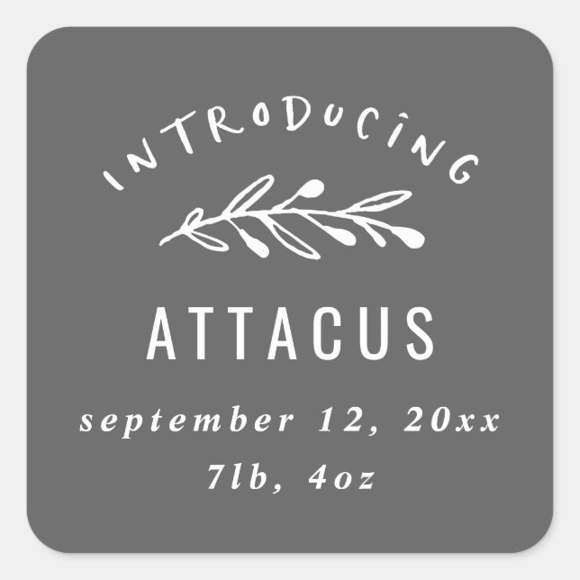 Pegatina Cuadrada Introducción de la invitación del nacimiento de la (Anverso)