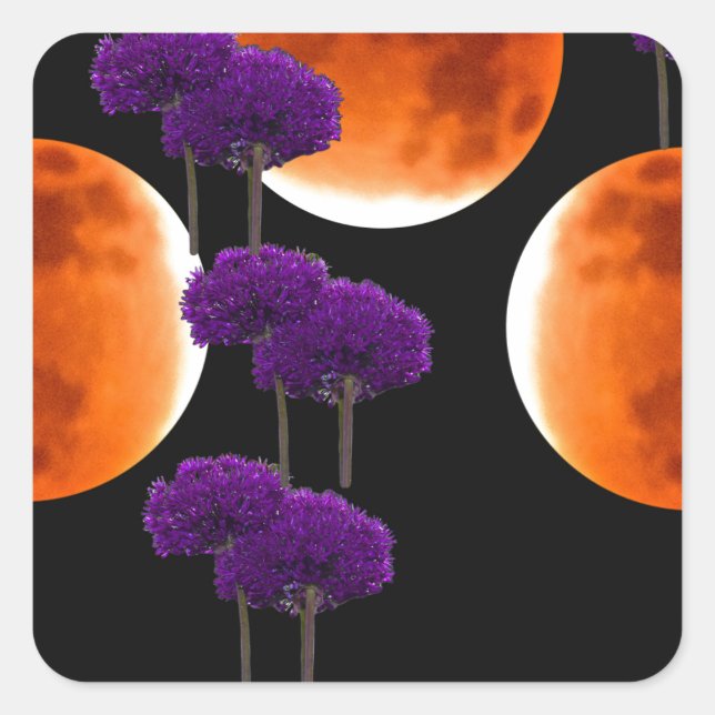 Pegatina Cuadrada Intrusión púrpura (Anverso)