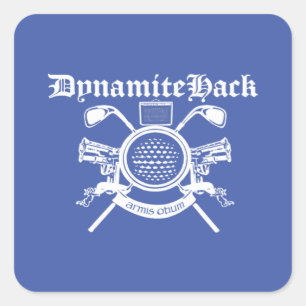 Pegatina Cuadrada Invertir el diseño del Escudo de hackeo dinamita