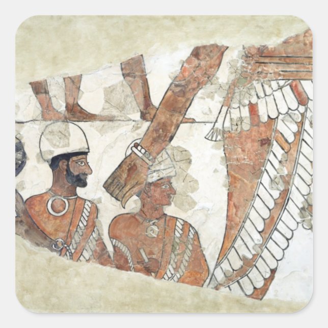 Pegatina Cuadrada Investidura del rey por la diosa Ishtar (Anverso)