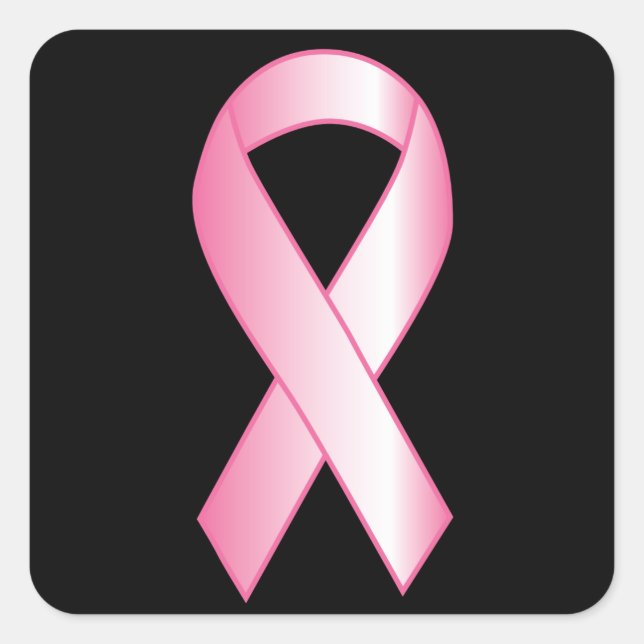 Pegatina Cuadrada Investigación de Cáncer de Mama de Cinta Rosa (Anverso)