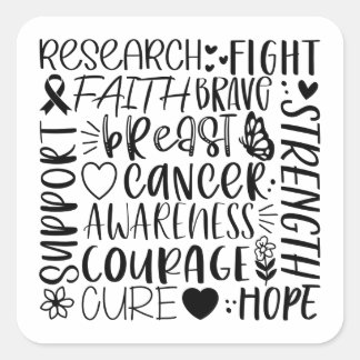 Pegatina Cuadrada Investigación y lucha contra el cáncer de mama