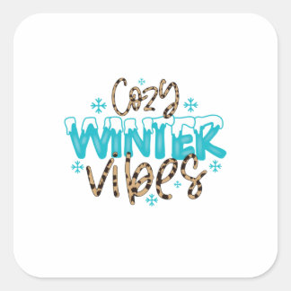 Pegatina Cuadrada Invierno Art Cosy Vibes de Invierno