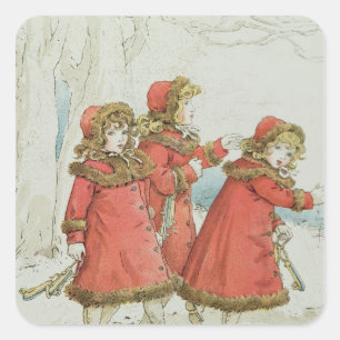 Pegatina Cuadrada Invierno de Abril Libro de Tunes, 1900