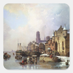 Pegatina Cuadrada Invierno en Konigsberg