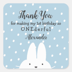 Pegatina Cuadrada Invierno ONEderland Gracias Niño 1er Cumpleaños Az