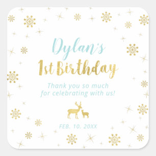 Pegatina Cuadrada Invierno terrestre, Personalizado Oro Primer pegat