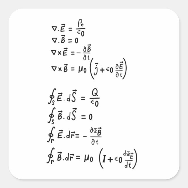 Pegatina Cuadrada Invitación a camiseta de fórmula física (Anverso)