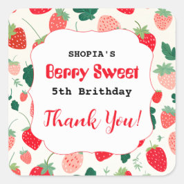 Pegatina Cuadrada Invitación a cumpleaños de Berry Sweet