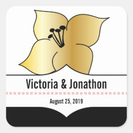 Pegatina Cuadrada Invitación a la boda de tipografía moderna Lirio-A