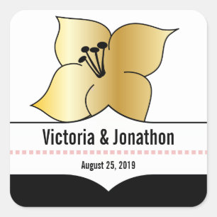 Pegatina Cuadrada Invitación a la boda de tipografía moderna Lirio-A