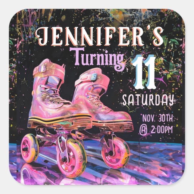 Pegatina Cuadrada Invitación a la fiesta de cumpleaños del cielo (Anverso)