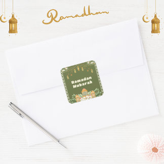 Pegatina Cuadrada Invitación a la fiesta de iftar de la linterna de