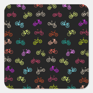 Pegatina Cuadrada Invitación al patrón de bicicleta