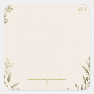 Pegatina Cuadrada Invitación de boda de lujo – Marfil minimalista