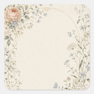 Pegatina Cuadrada Invitación de boda en elegante estilo campestre fr