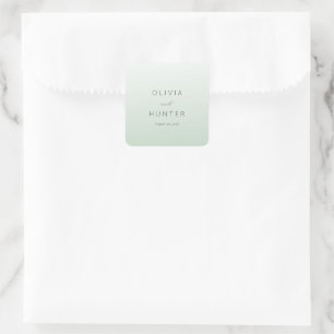 Pegatina Cuadrada Invitación de Boda Minimalista de Menta Serena