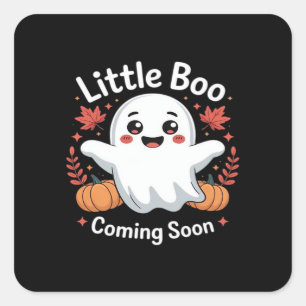Pegatina Cuadrada Invitación de embarazo de Halloween