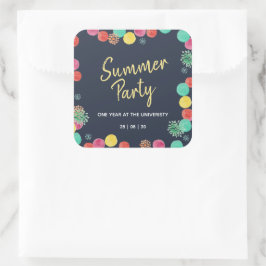 Pegatina Cuadrada Invitación de Lampionas para Fiesta de Verano