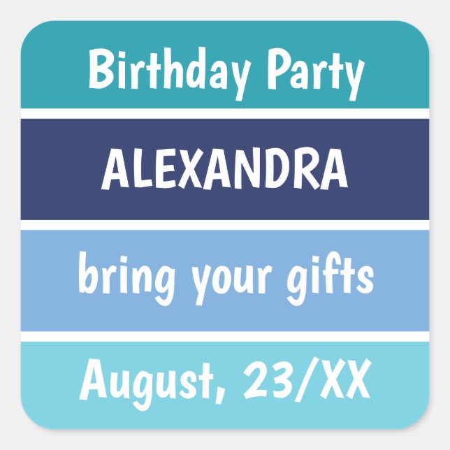 Pegatina Cuadrada Invitación divertida de fiesta (Anverso)