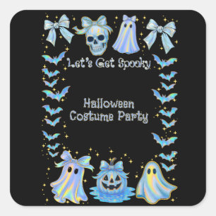 Pegatina Cuadrada Invitación doblada de Halloween para niños con mie