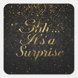 Pegatina Cuadrada Invitación elegante de sorpresa de cumpleaños con