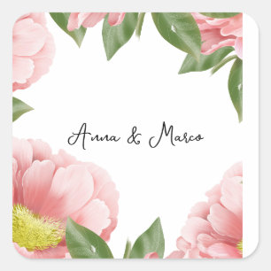 Pegatina Cuadrada invitación floral boda