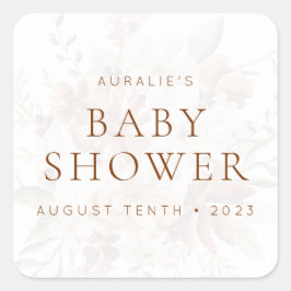 Pegatina Cuadrada Invitación Rústica Floral Wild Bloom y Favor