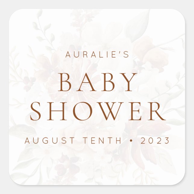 Pegatina Cuadrada Invitación y favor floral rústico en flor salvaje (Anverso)