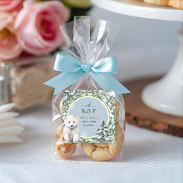 Pegatina Cuadrada invitaciones a la ducha de bebé en invierno