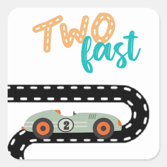 Pegatina Cuadrada Invitaciones al cumpleaños de Race Car, segundo cu (Anverso)