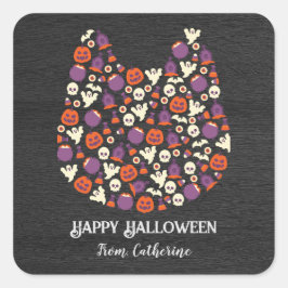 Pegatina Cuadrada invitaciones de la fiesta de Halloween del lindo g