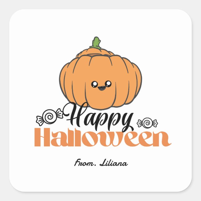 Pegatina Cuadrada Invitaciones para fiestas de halloween de truco o  (Anverso)