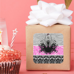 Pegatina Cuadrada Invitaciones, volantes y Pegatinas de la Moda Diva