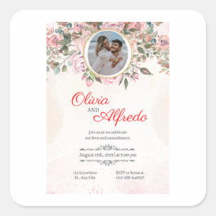 Pegatina Cuadrada Invitado a la ampliación