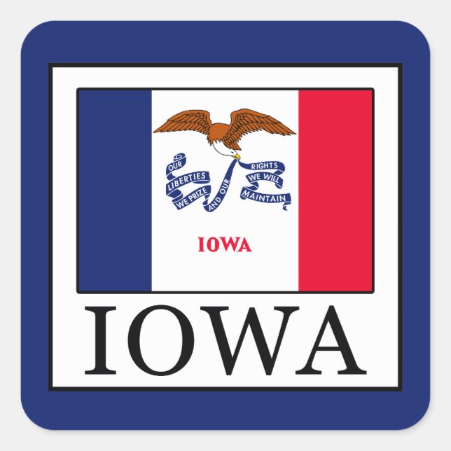 Pegatina Cuadrada Iowa (Anverso)