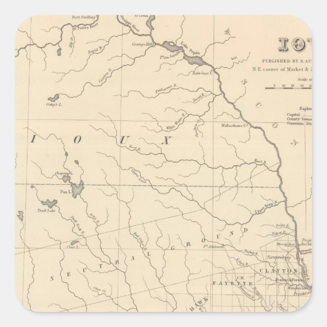 Pegatina Cuadrada Iowa 2 (Anverso)