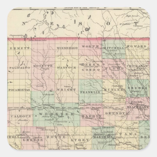 Pegatina Cuadrada Iowa 2 (Anverso)