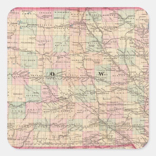 Pegatina Cuadrada Iowa 3 (Anverso)