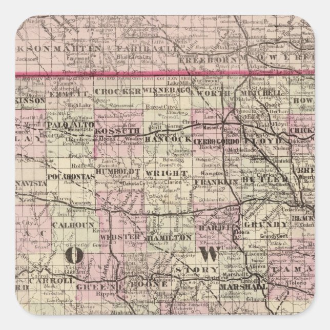 Pegatina Cuadrada Iowa 4 (Anverso)