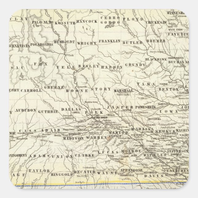 Pegatina Cuadrada Iowa 5 (Anverso)