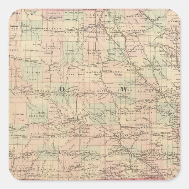 Pegatina Cuadrada Iowa 6 (Anverso)