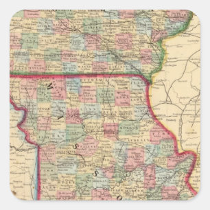 Pegatina Cuadrada Iowa, Mapa de Missouri por Mitchell