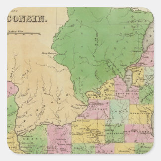 Pegatina Cuadrada Iowa Y Wisconsin