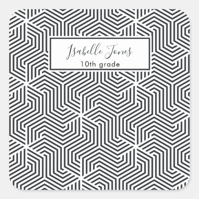 Pegatina Cuadrada iPad escolar personalizado de escritura geométrica (Anverso)