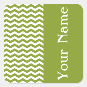 Pegatina Cuadrada Ipanema Green Wave Chevron con nombre