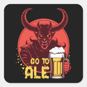 Pegatina Cuadrada Ir A Ale - Beer Satan