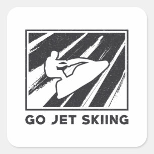 Pegatina Cuadrada Ir a la moto acuática esquí acuático Jetski