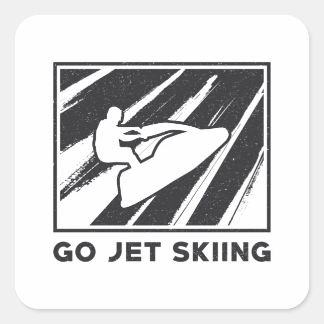 Pegatina Cuadrada Ir a la moto acuática esquí acuático Jetski (Anverso)