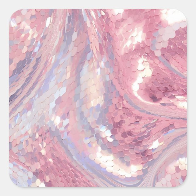 Pegatina Cuadrada Iridesecent Pink and Purple Sequin (Anverso)